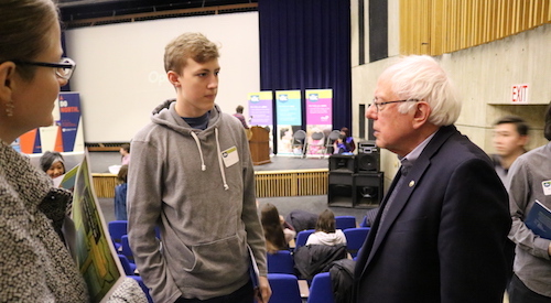 Senator Sanders at a college fair