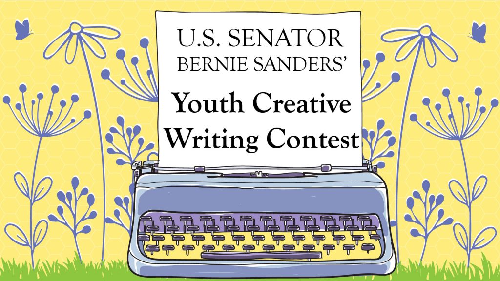Graphic promoting Sen. Sanders' Youth Creative Writing Contest